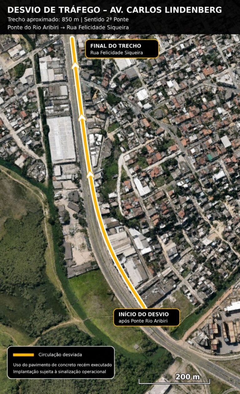 Obras do Expresso GV avançam com desvio de tráfego para pista de concreto na Avenida Carlos Lindenberg
